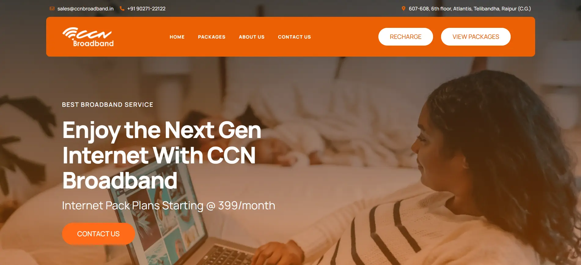 CCN Broadband — business website built by Hackshade Technologies Raipur