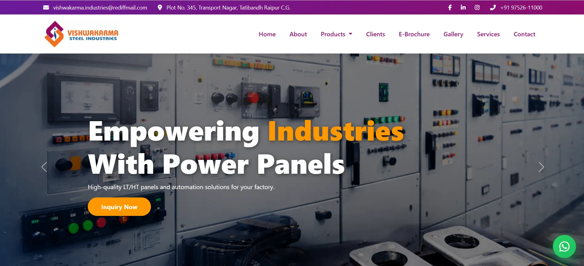 VSI Power Panels — business website built by Hackshade Technologies Raipur